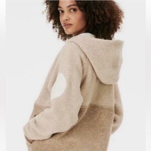 Outdoor Voices 1/2 Zip Hoodie Beige Wool Blend